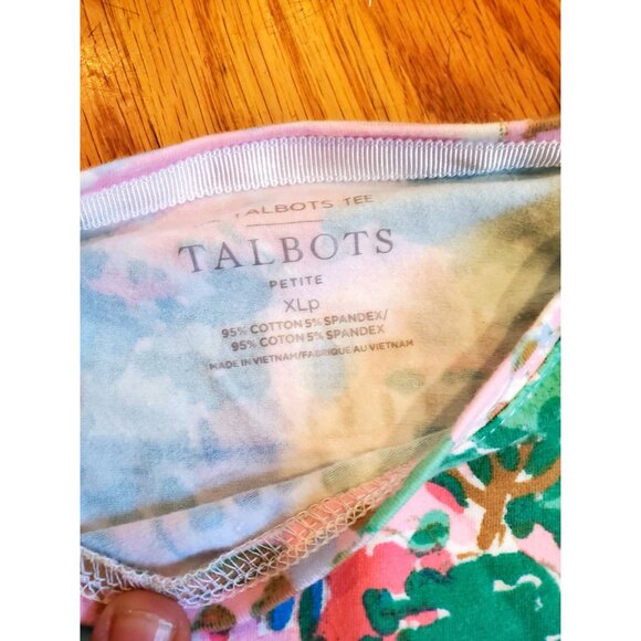 Talbots Petite XLP Tee With Scenic Print & Border Design - Picture 4 of 7